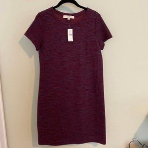 NWT LOFT short-sleeved burgundy-red knit shift dress